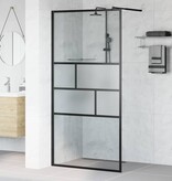 VidaXL Inloop Douche Wand Zwart 80 x 195 x 0.5 cm Glas en Aluminium