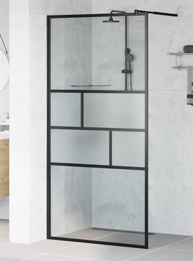 VidaXL Inloop Douche Wand Zwart 80 x 195 x 0.5 cm Glas en Aluminium