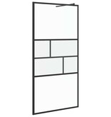 VidaXL Inloop Douche Wand Zwart 80 x 195 x 0.5 cm Glas en Aluminium