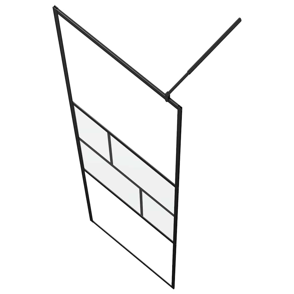 VidaXL Inloop Douche Wand Zwart 80 x 195 x 0.5 cm Glas en Aluminium