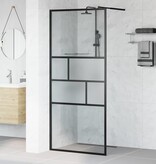 VidaXL Inloop Douche Wand Zwart 80 x 195 x 0.5 cm Glas en Aluminium