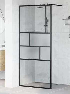 VidaXL Inloop Douche Wand Zwart 80 x 195 x 0.5 cm Glas en Aluminium