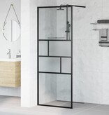 VidaXL Inloop Douche Wand Zwart 80 x 195 x 0.5 cm Glas en Aluminium