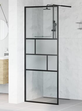 VidaXL Inloop Douche Wand Zwart 80 x 195 x 0.5 cm Glas en Aluminium