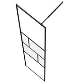 VidaXL Inloop Douche Wand Zwart 80 x 195 x 0.5 cm Glas en Aluminium