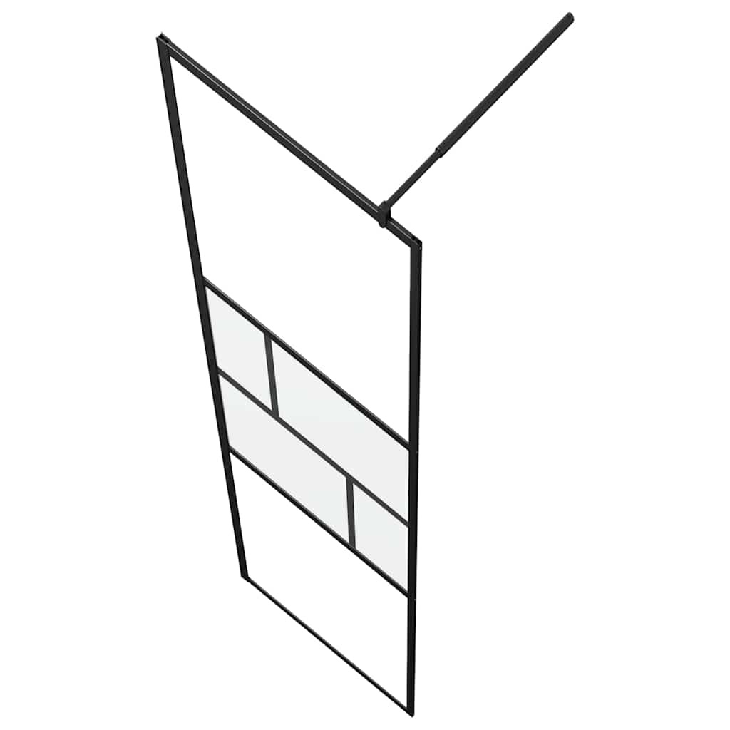 VidaXL Inloop Douche Wand Zwart 80 x 195 x 0.5 cm Glas en Aluminium