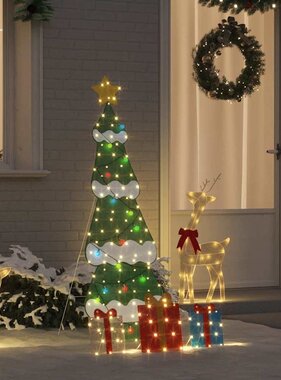 VidaXL Verlichte Kerstboom met 3 Cadeau Dozen 2D Warm Wit 150 cm