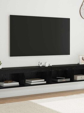 VidaXL TV Wandkasten Panama 2 pcs Zwart Eiken 100 x 30 x 30 cm