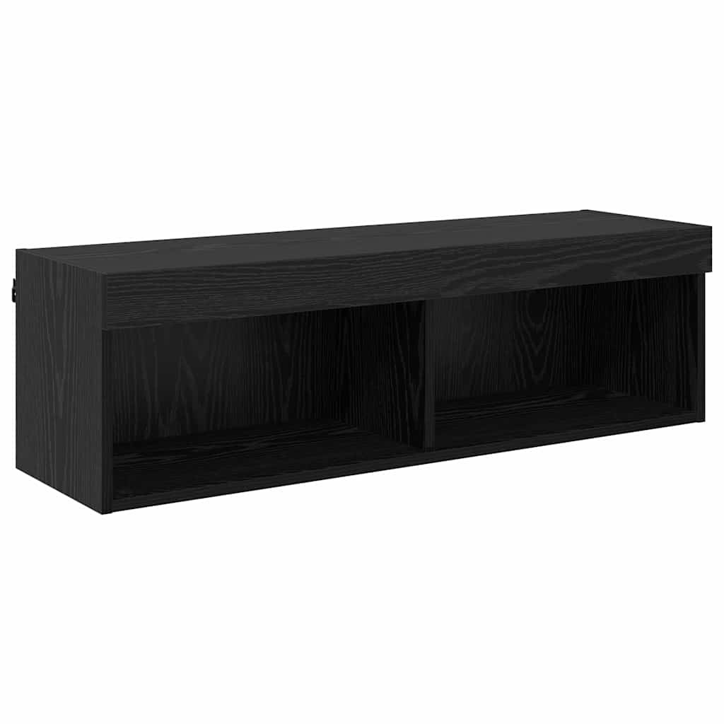 VidaXL TV-wandkast Panama Zwart Eiken 100 x 30 x 30 cm Bewerkt hout