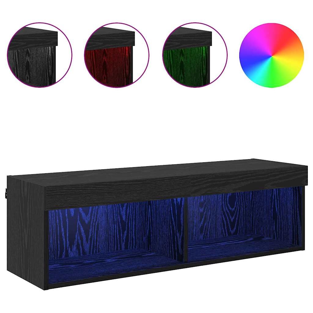 VidaXL TV-wandkast Panama Zwart Eiken 100 x 30 x 30 cm Bewerkt hout