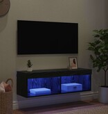 VidaXL TV-wandkast Panama Zwart Eiken 100 x 30 x 30 cm Bewerkt hout