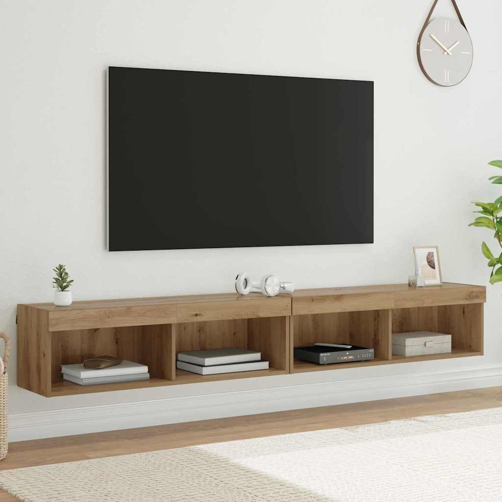 VidaXL TV Wandkasten Panama 2 pcs Artisan Eiken 100 x 30 x 30 cm