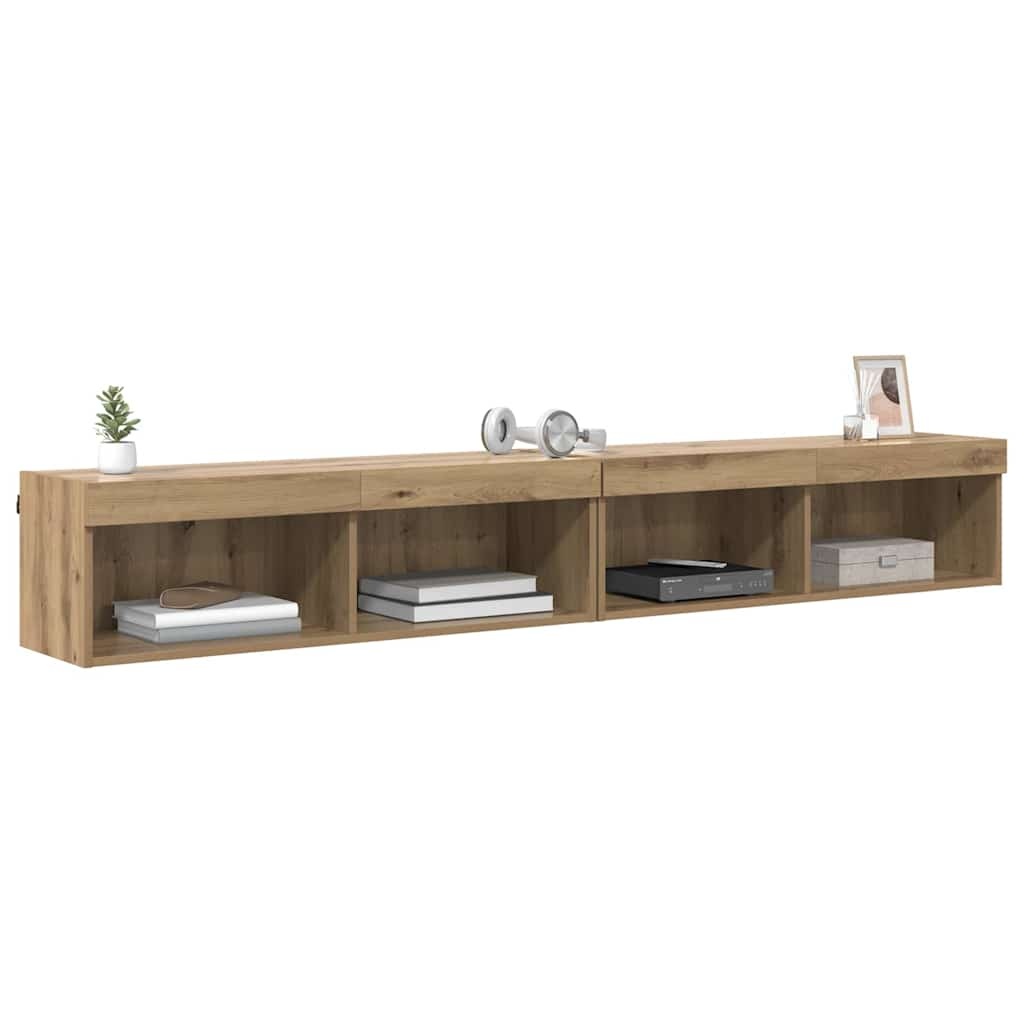 VidaXL TV Wandkasten Panama 2 pcs Artisan Eiken 100 x 30 x 30 cm