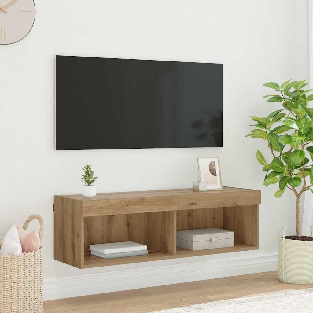 VidaXL TV-wandkast Panama Artisan Eiken 100 x 30 x 30 cm Bewerkt hout