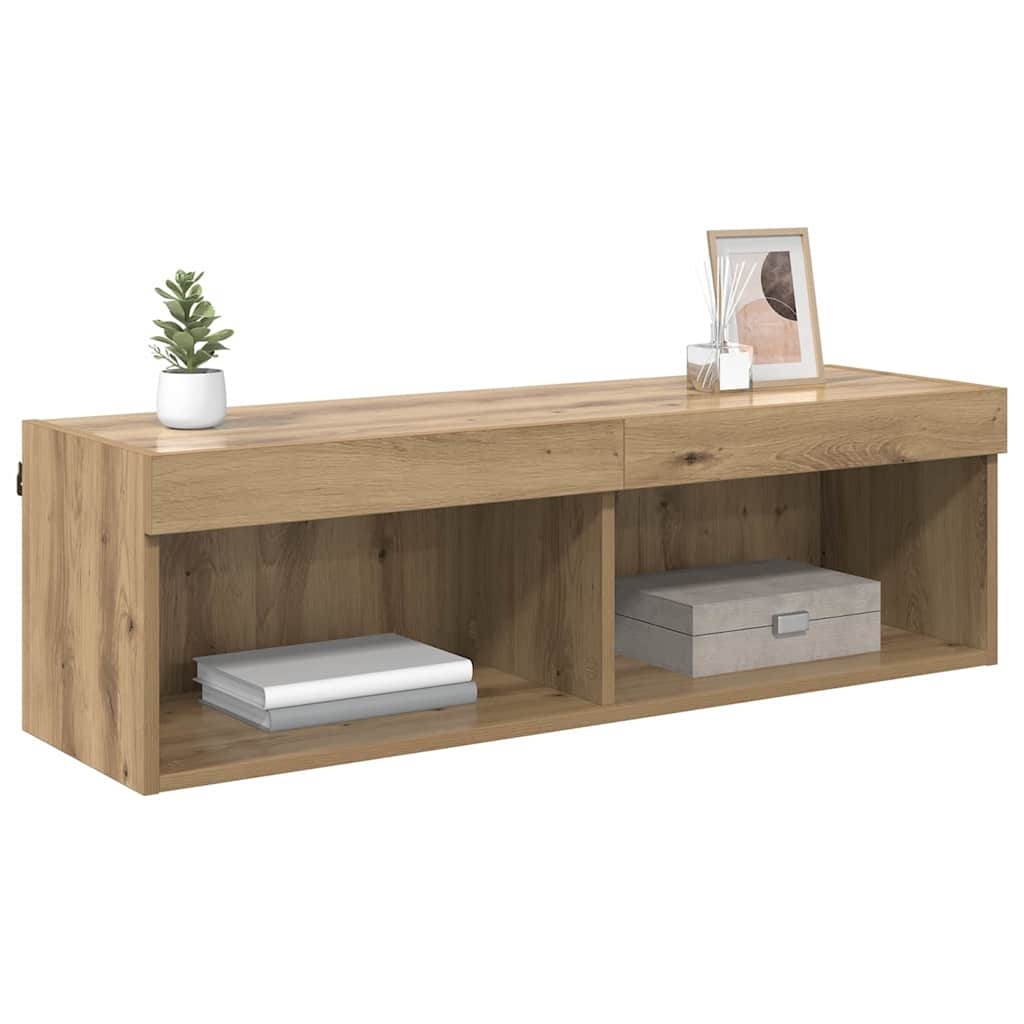 VidaXL TV-wandkast Panama Artisan Eiken 100 x 30 x 30 cm Bewerkt hout