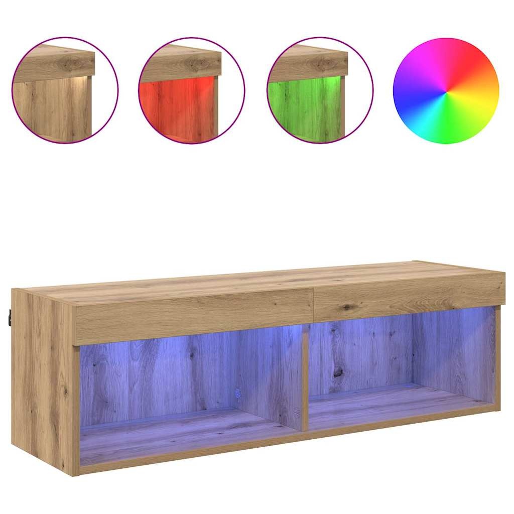 VidaXL TV-wandkast Panama Artisan Eiken 100 x 30 x 30 cm Bewerkt hout