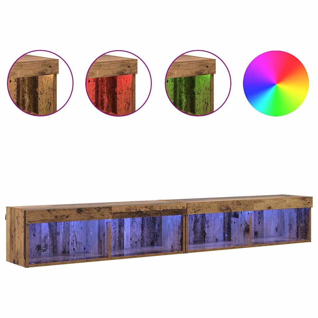 VidaXL TV Wandkasten Panama 2 pcs Oudhout 100 x 30 x 30 cm