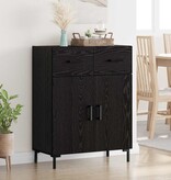 VidaXL Dressoir met lade Zwart Eiken 69,5 x 34 x 90 cm Bewerkt hout