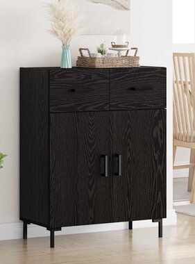 VidaXL Dressoir met lade Zwart Eiken 69,5 x 34 x 90 cm Bewerkt hout