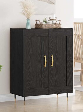 VidaXL Dressoir Zwart Eiken 69,5 x 34 x 90 cm Bewerkt hout