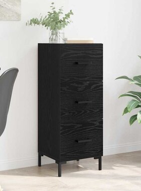 VidaXL Dressoir met lade Zwart Eiken 34,5 x 34 x 90 cm Bewerkt hout