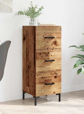 VidaXL Dressoir met lade Oudhout 34,5 x 34 x 90 cm Bewerkt hout