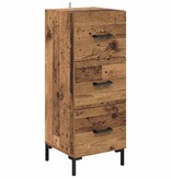 VidaXL Dressoir met lade Oudhout 34,5 x 34 x 90 cm Bewerkt hout