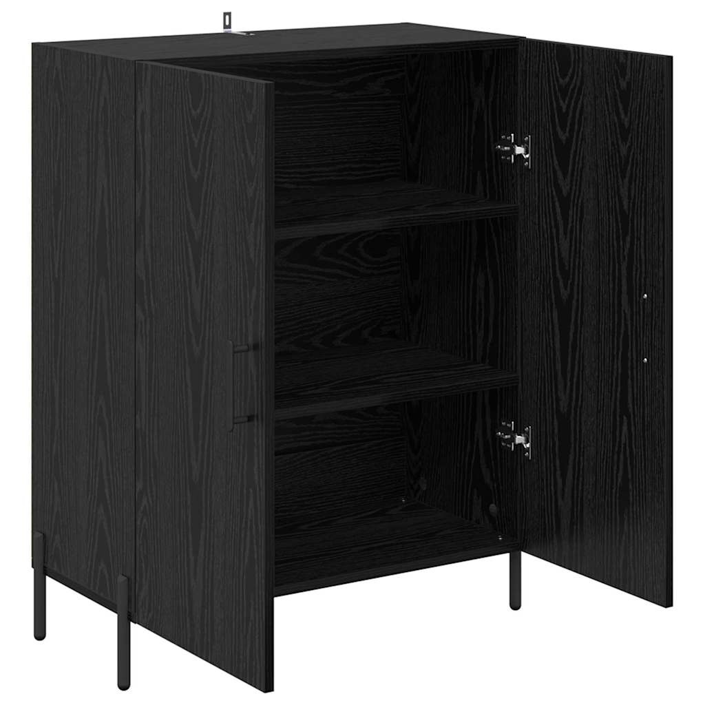 VidaXL Dressoir Zwart Eiken 69,5 x 34 x 90 cm Bewerkt hout