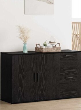 VidaXL met lade Zwart eiken 100 x 33 x 59,5 cm Bewerkt hout