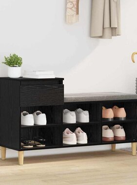 VidaXL Schoenenkast met lade Zwart Eiken 102 x 36 x 60 cm Bewerkt hout