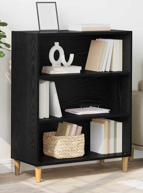 VidaXL Dressoir Zwart Eiken 69,5 x 32,5 x 90 cm Bewerkt hout