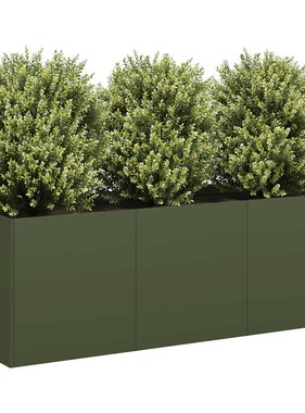 VidaXL Plantenbak 120x40x40 cm koudgewalst staal olijfgroen
