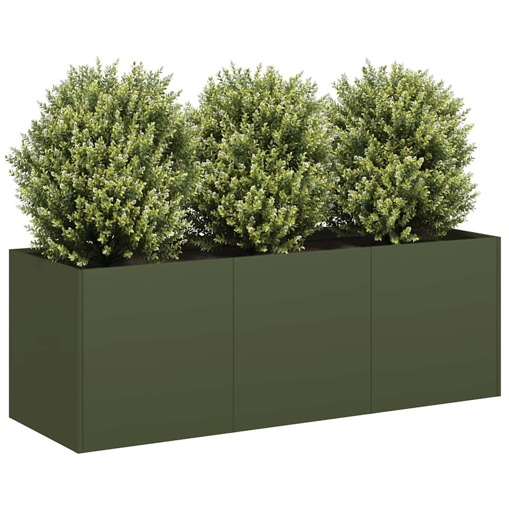 VidaXL Plantenbak 120x40x40 cm koudgewalst staal olijfgroen
