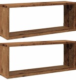 VidaXL Wandschappen kubus 2 st 60x15x23 cm bewerkt hout oud houtkleur