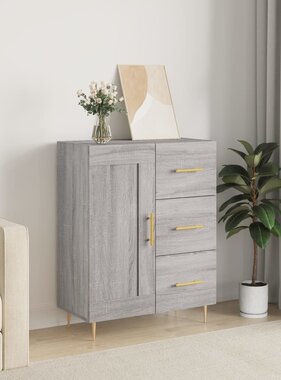 VidaXL Dressoir 69,5x34x90 cm bewerkt hout grijs sonoma eikenkleurig