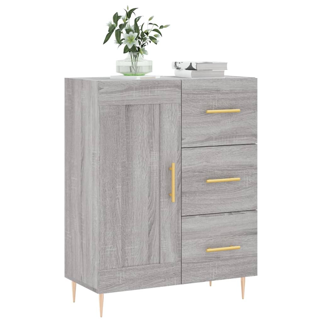 VidaXL Dressoir 69,5x34x90 cm bewerkt hout grijs sonoma eikenkleurig