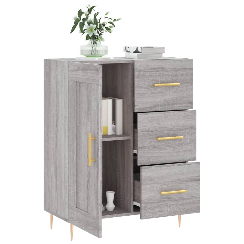 VidaXL Dressoir 69,5x34x90 cm bewerkt hout grijs sonoma eikenkleurig