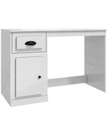 VidaXL Bureau met lade 115x50x75 cm bewerkt hout hoogglans wit