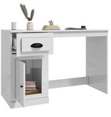 VidaXL Bureau met lade 115x50x75 cm bewerkt hout hoogglans wit