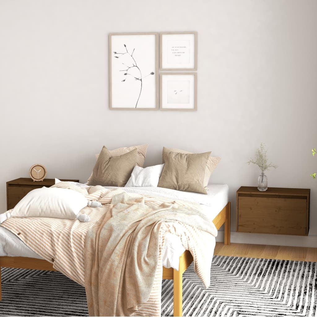 VidaXL Wandkasten 2 st 60x30x35 cm massief grenenhout honingbruin