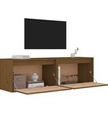 VidaXL Wandkasten 2 st 60x30x35 cm massief grenenhout honingbruin