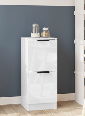 VidaXL Dressoir 30x30x70 cm bewerkt hout hoogglans wit