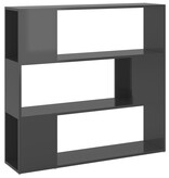 VidaXL Boekenkast/kamerscherm 100x24x94 cm hoogglans grijs