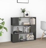 VidaXL Boekenkast/kamerscherm 100x24x94 cm hoogglans grijs