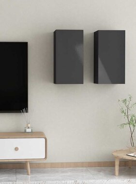VidaXL Tv-meubelen 2 st 30,5x30x60 cm bewerkt hout hoogglans grijs