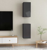 VidaXL Tv-meubelen 2 st 30,5x30x60 cm bewerkt hout hoogglans grijs