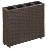 VidaXL Plantenbak verhoogd met 4 potten 80x22x79 cm poly rattan bruin