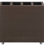 VidaXL Plantenbak verhoogd met 4 potten 80x22x79 cm poly rattan bruin