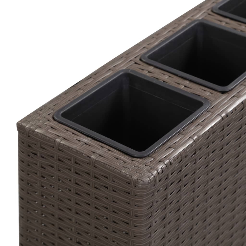 VidaXL Plantenbak verhoogd met 4 potten 80x22x79 cm poly rattan bruin