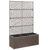 VidaXL Latwerkplantenbak verhoogd met potten 83x30x130 cm rattan bruin